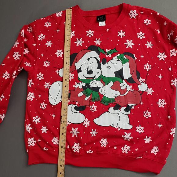 DISNEY Mickey Mouse Holiday Sweatshirt XXL Red‎ Pullover Minnie & Mickey Plus - Picture 8 of 9